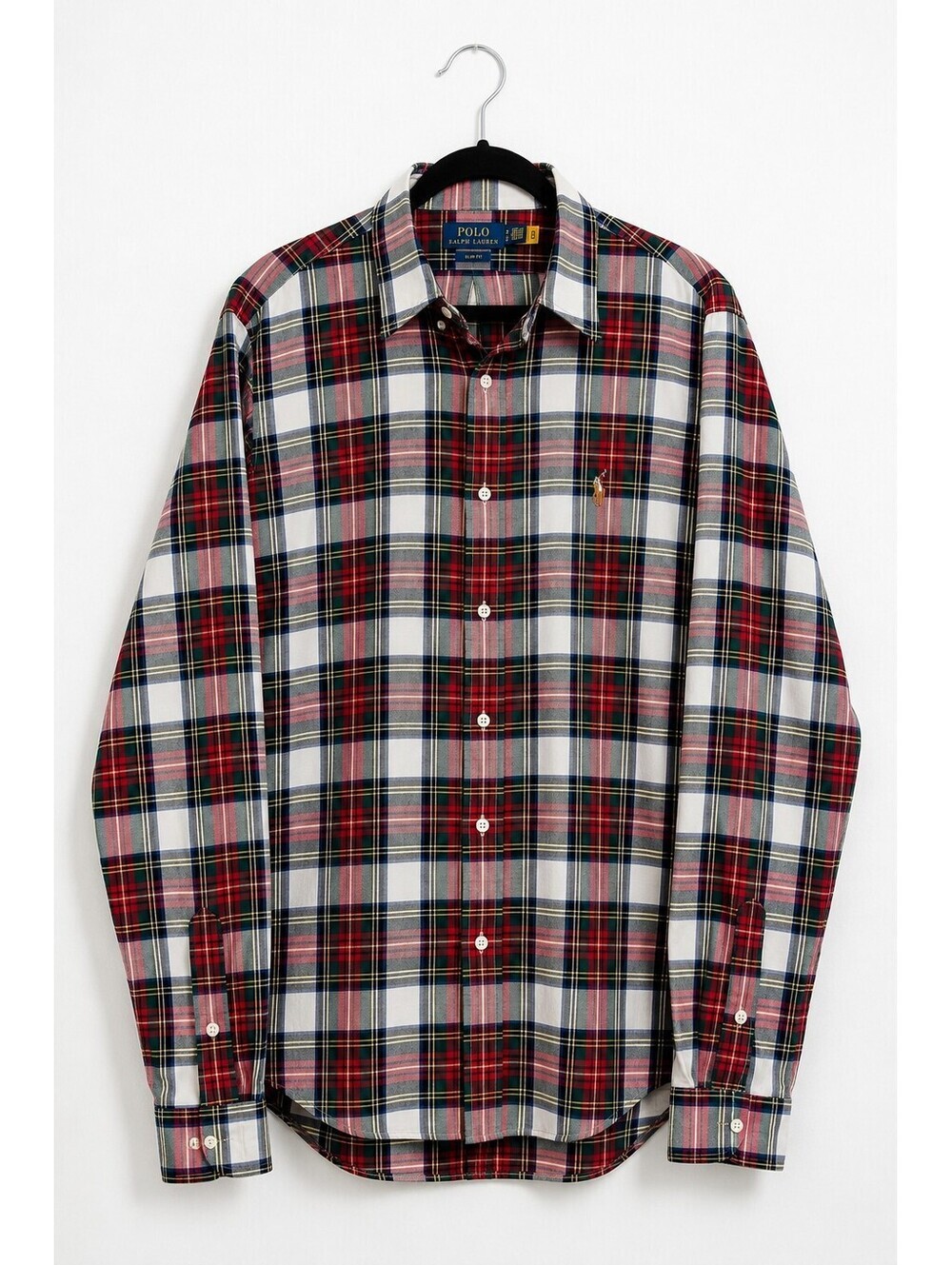 Polo Ralph Lauren Slim Fit Plaid Button Front Shirt Red White XL 100% Cotton